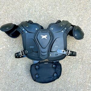 Youth Xenith football shoulder pads with back plate.